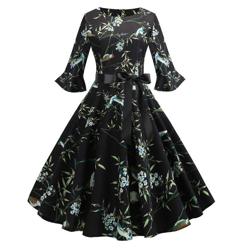 Vestido Floral Negro De Invierno Vintage