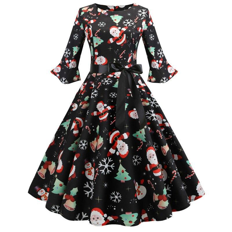 Vestido Vintage Invierno Navidad Negro