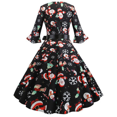 Vestido Vintage Invierno Navidad Negro