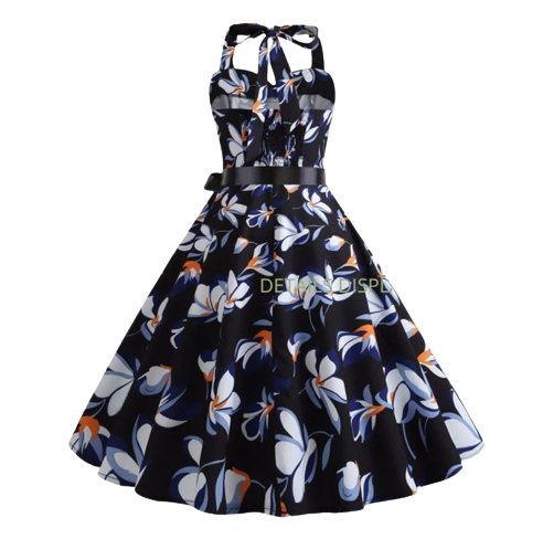 Vestido De Cuello Halter De La Vendimia