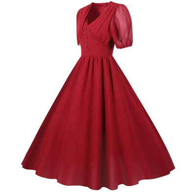 Vestido Largo Vintage 50s Burdeos