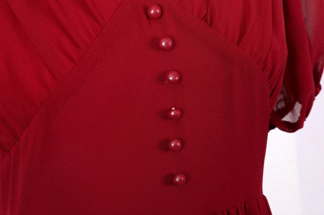 Vestido Largo Vintage 50s Burdeos