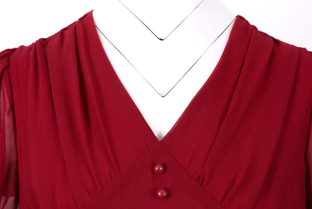 Vestido Largo Vintage 50s Burdeos