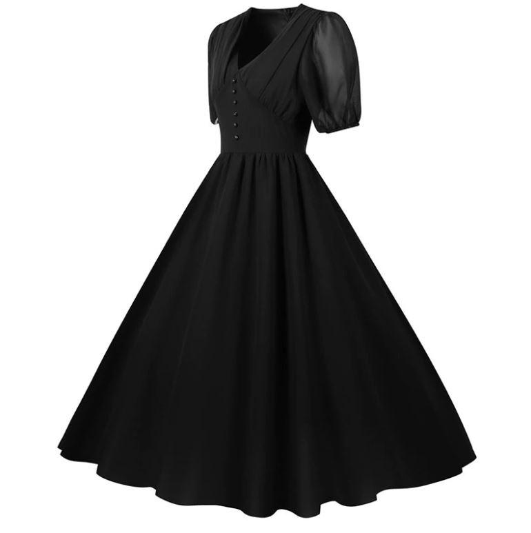 Vestido Largo Vintage 50s Negro