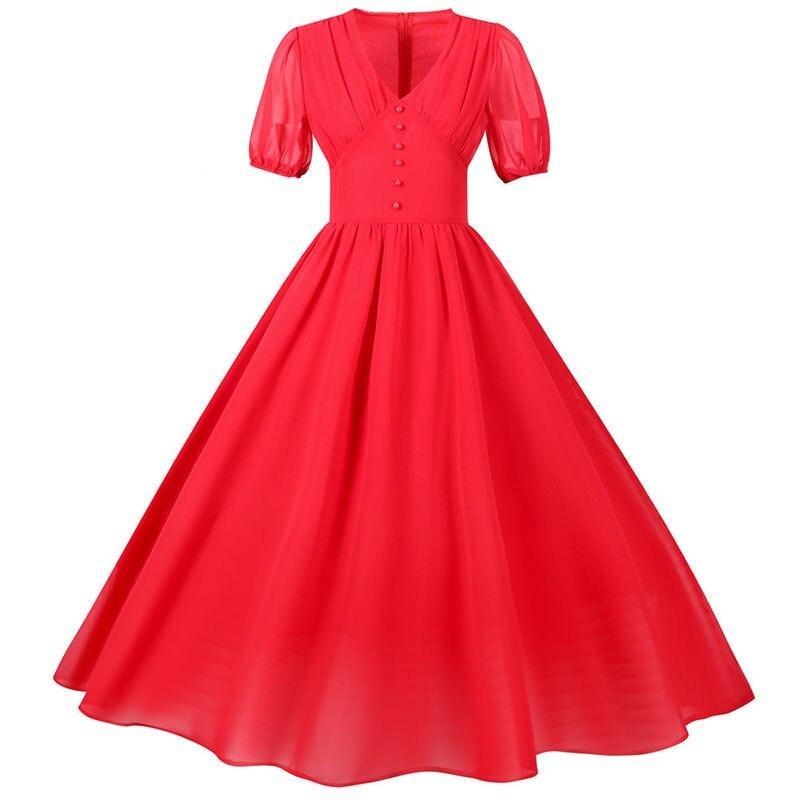 Vestido Largo Vintage 50s Rojo