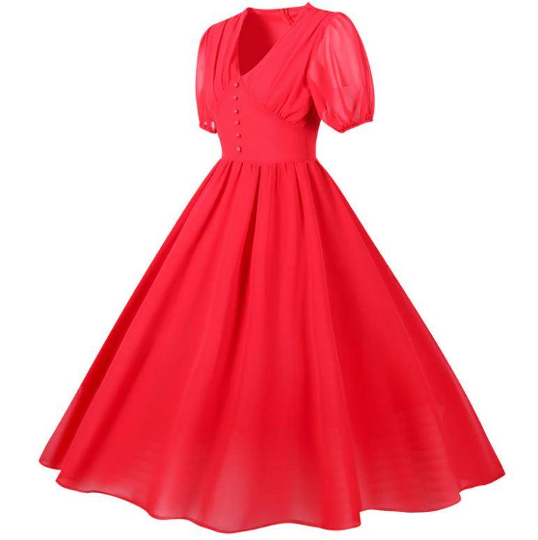 Vestido Largo Vintage 50s Rojo