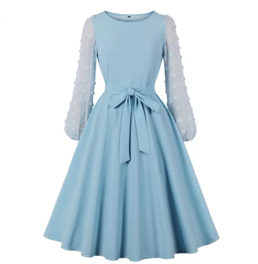 Vestido Largo Vintage Azul Boho