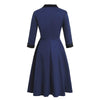 Vestido Vintage De Manga Larga Azul Marino
