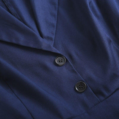 Vestido Vintage De Manga Larga Azul Marino