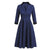 Vestido Vintage De Manga Larga Azul Marino