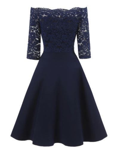 Vestido De Novia Años 60 Azul Marino