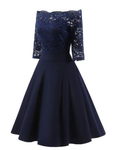 Vestido De Novia Años 60 Azul Marino