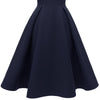 Vestido Vintage Azul Marino Con Cuello Volante