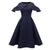 Vestido Vintage Azul Marino Con Cuello Volante