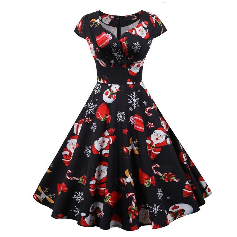 Vestido Vintage Navideño Talla Grande Negro