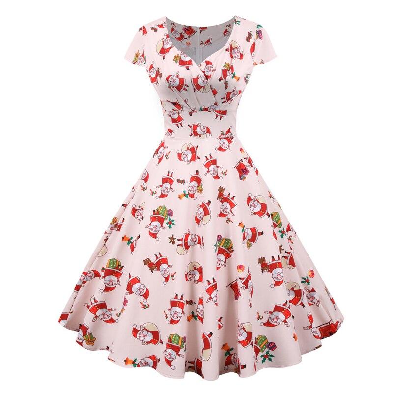 Vestido Vintage Navideño Rosa Talla Grande