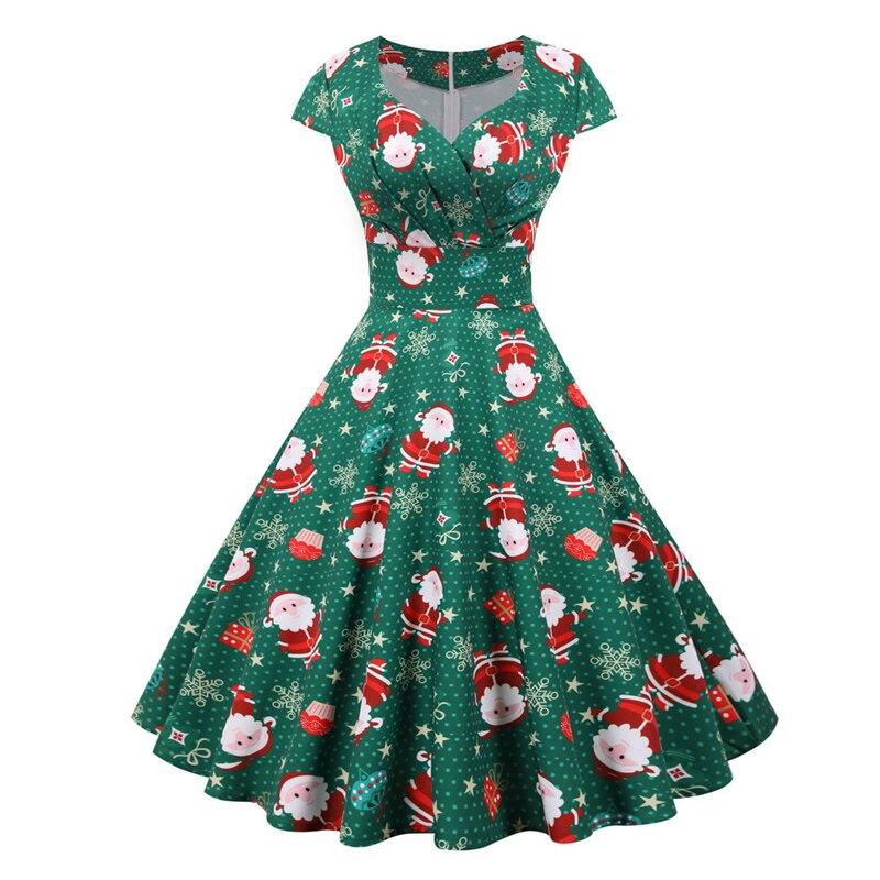 Vestido Vintage Navideño Verde Talla Grande
