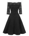 Vestido Vintage Cuello Barco Negro