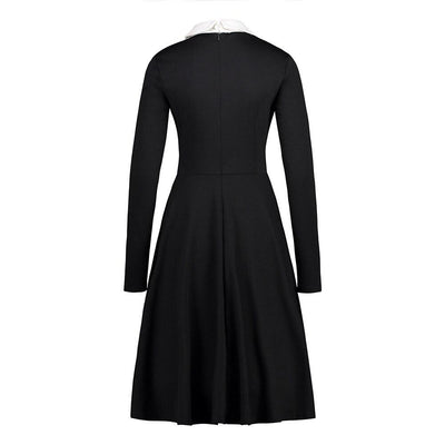 Vestido Vintage Negro Con Cuello Blanco