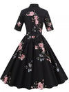 Vestido Vintage Negro Con Cuello Vuelto