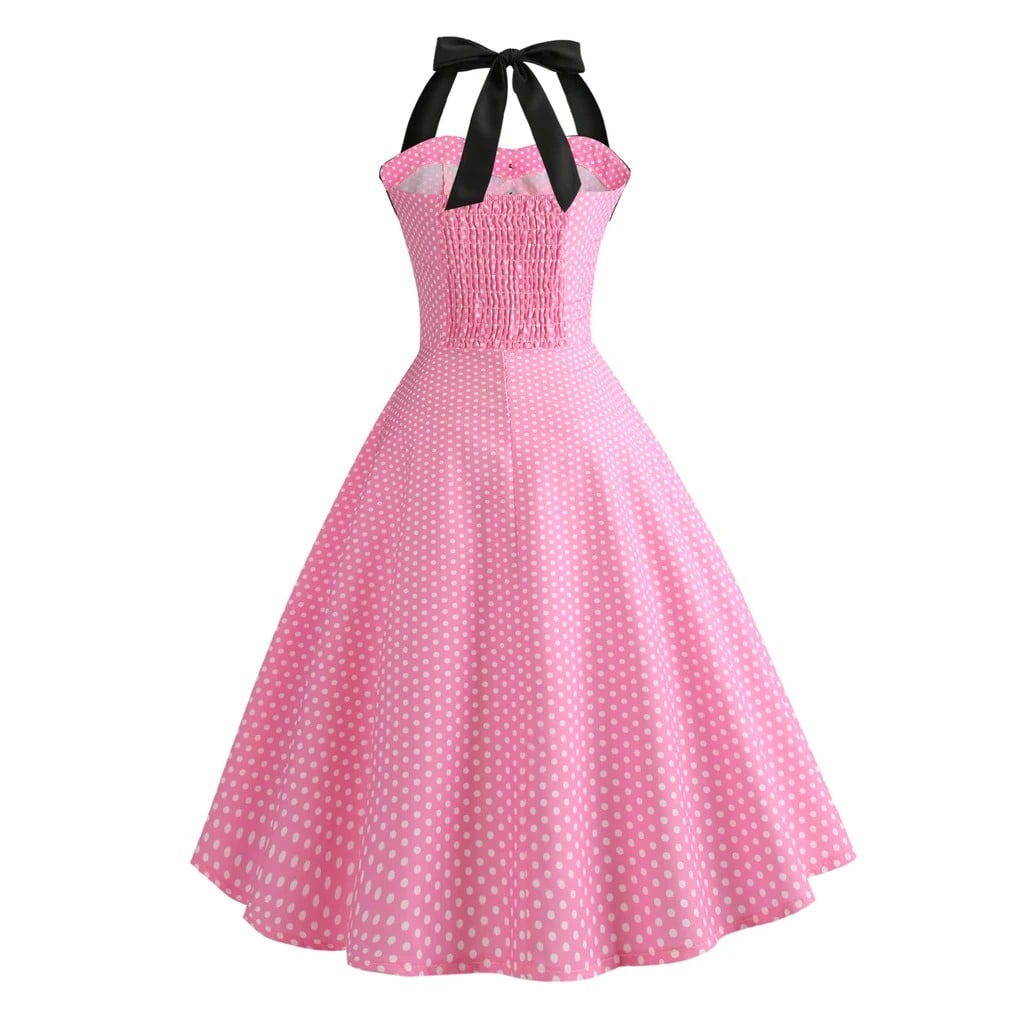 Vestido Pin-Up Rosa Con Lunares Vintage
