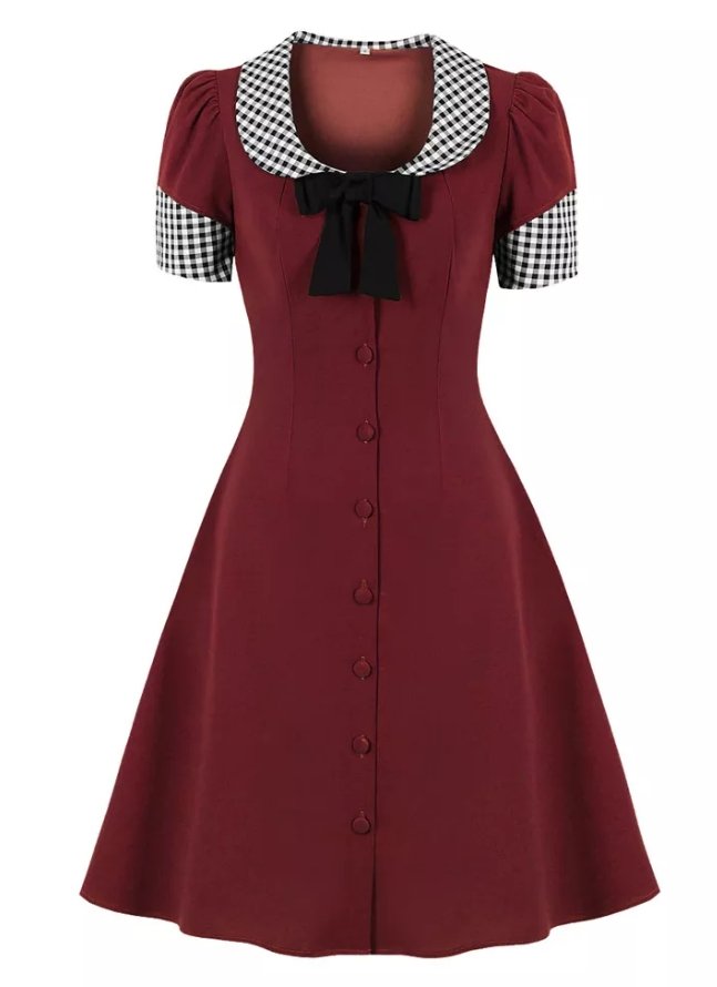 Vestido Pin Up Vintage A Cuadros