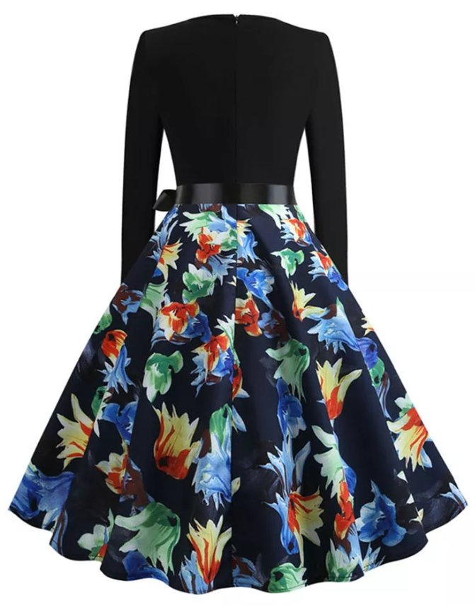 Vestido Pin Up Vintage Flor Azul