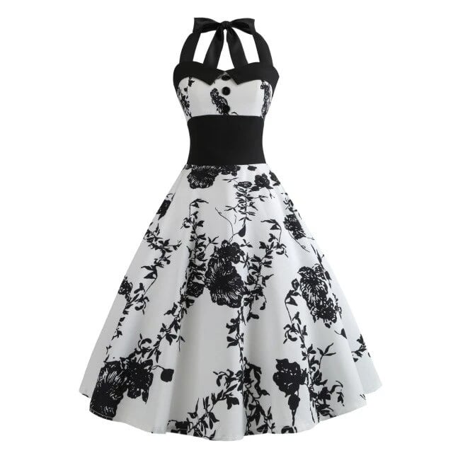 Vestido Pin-Up Vintage Flores Negras