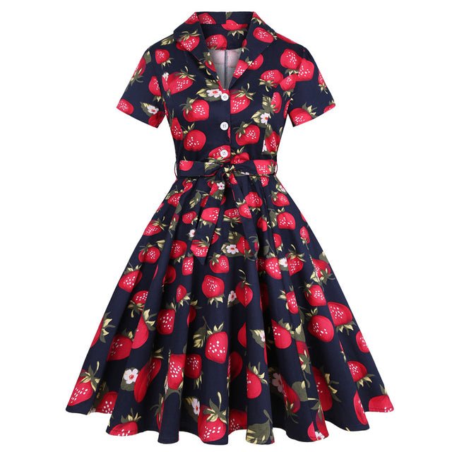 Vestido Vintage Pin Up Fresa
