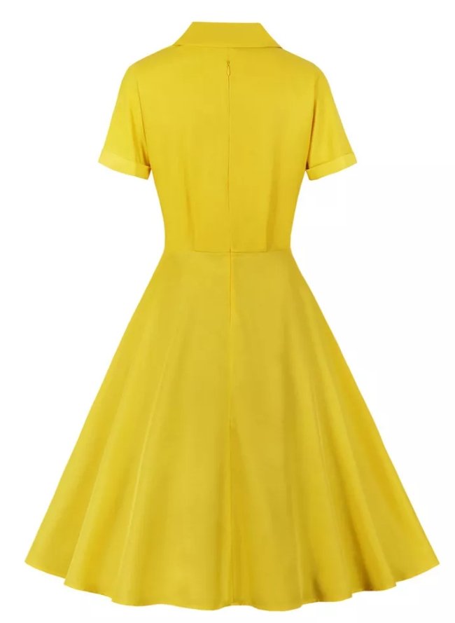 Vestido Pin Up Vintage Amarillo