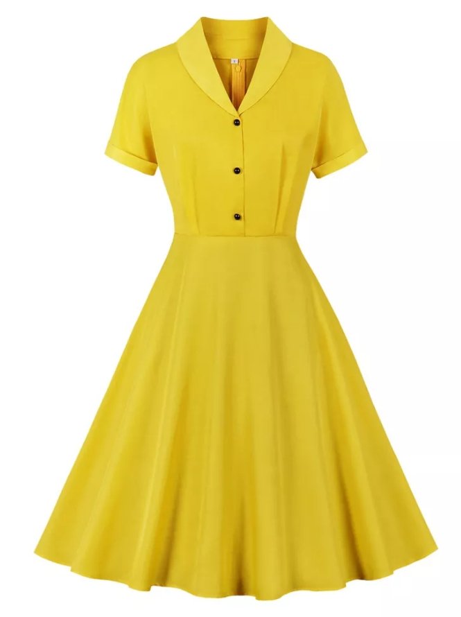 Vestido Pin Up Vintage Amarillo