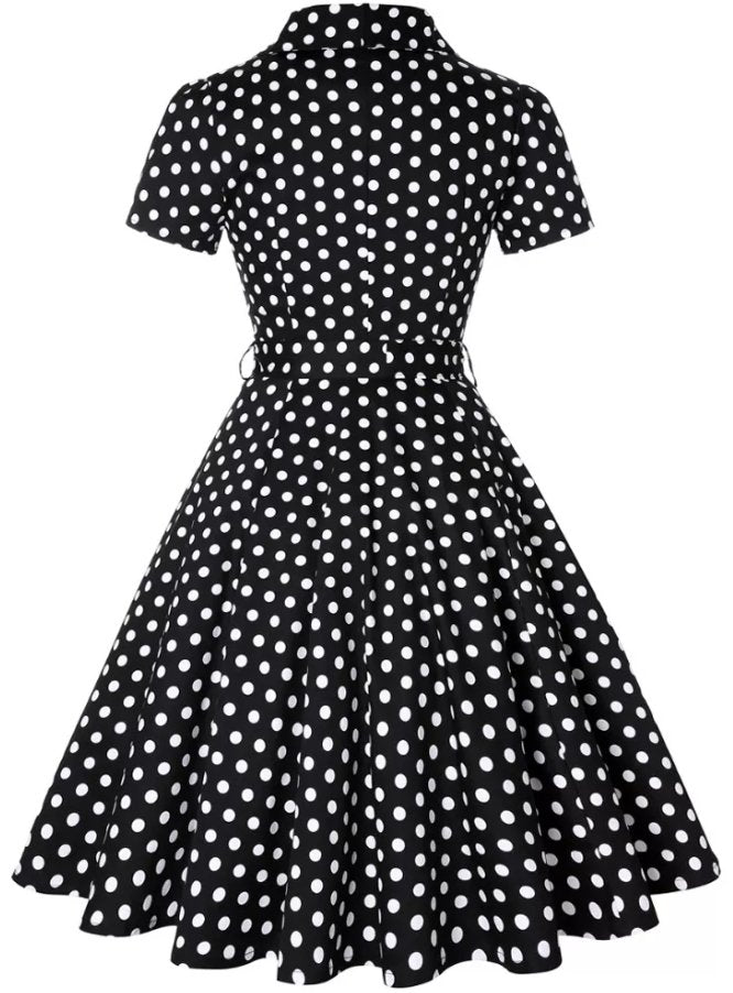 Vestido Pin Up Vintage Lunares Negro