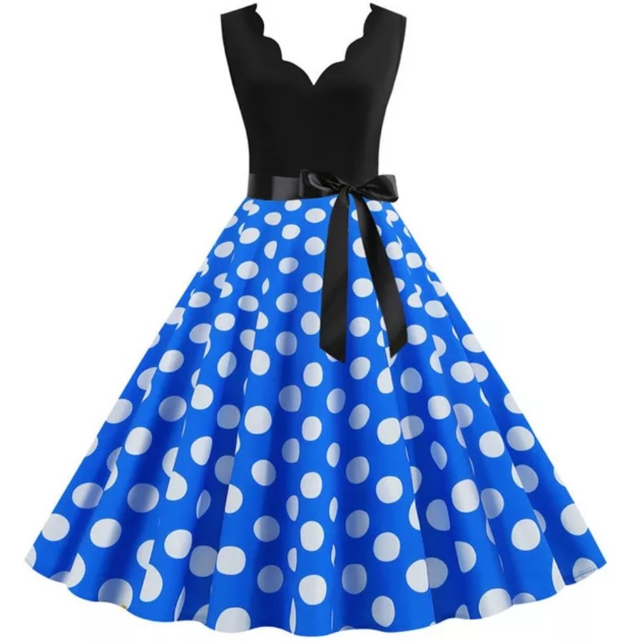 Vestido Vintage Pin Up Lunares Blancos