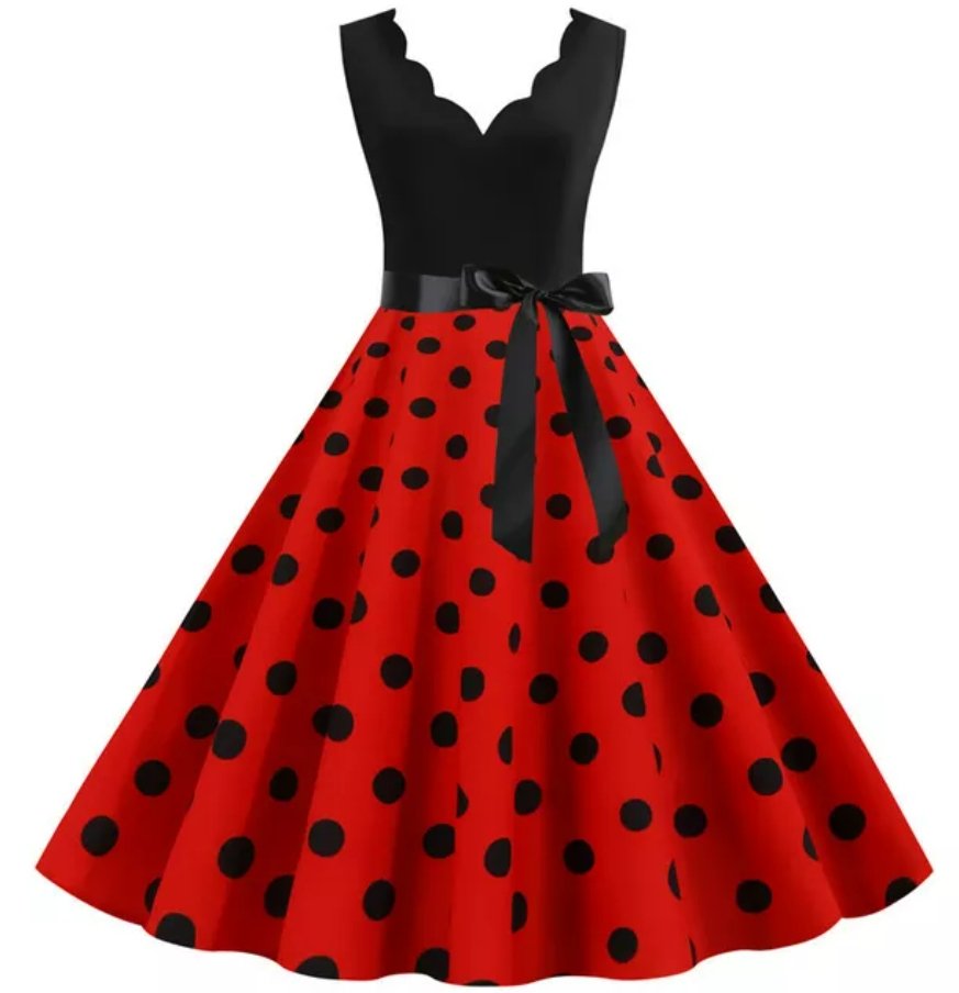 Vestido Vintage Pin Up Lunares Negros