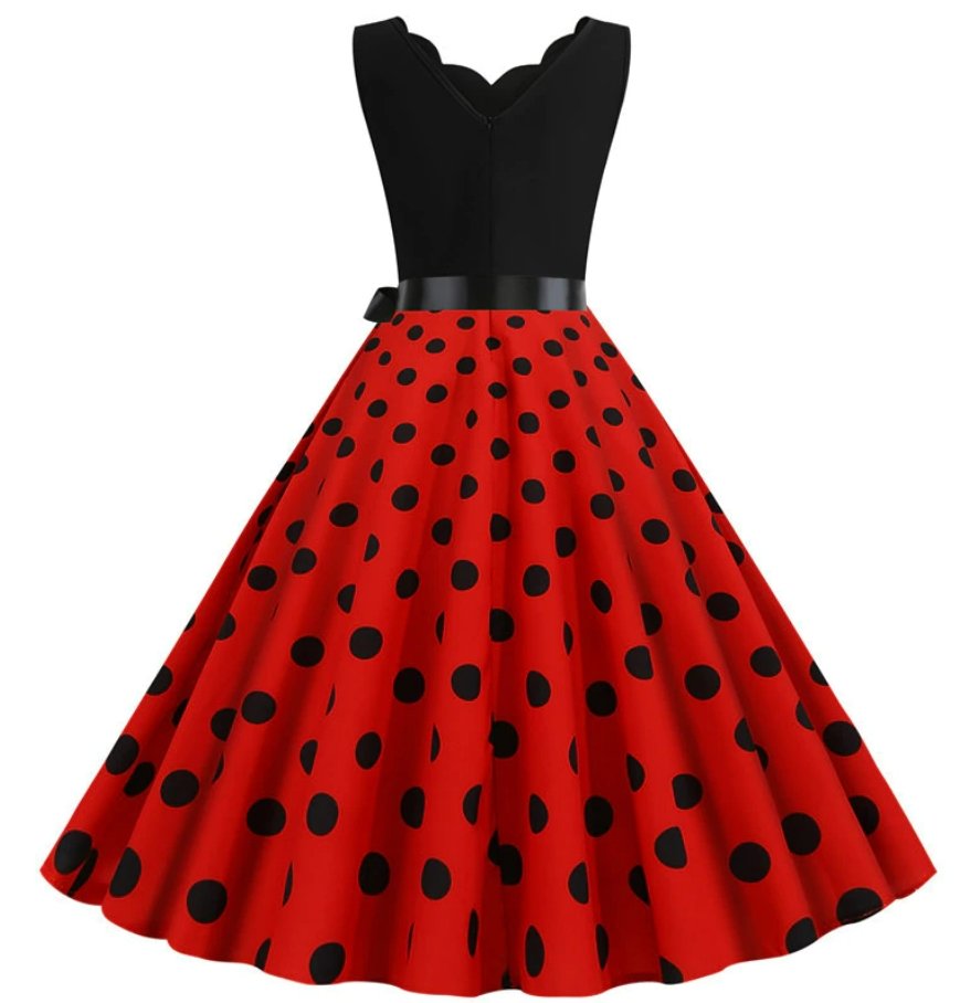 Vestido Vintage Pin Up Lunares Negros