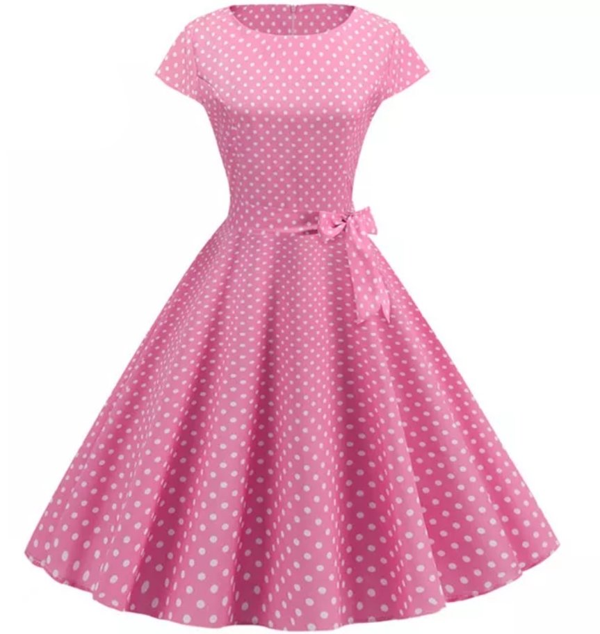 Vestido Pin Up Vintage Rosa Lunares