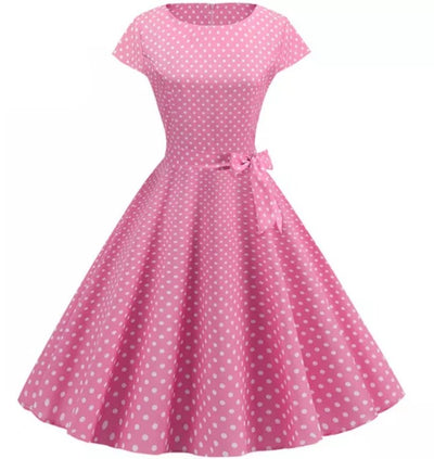 Vestido Pin Up Vintage Rosa Lunares