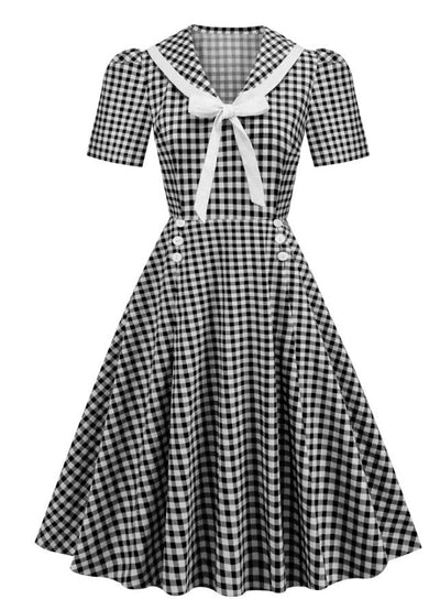 Vestido Pin Up Vintage Cuadros Negro