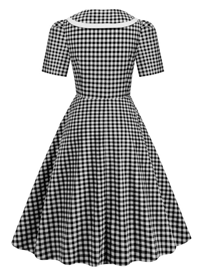 Vestido Pin Up Vintage Cuadros Negro