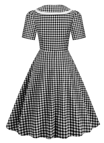 Vestido Pin Up Vintage Cuadros Negro