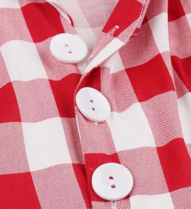 Vestido Pin Up Vintage A Cuadros Rojo