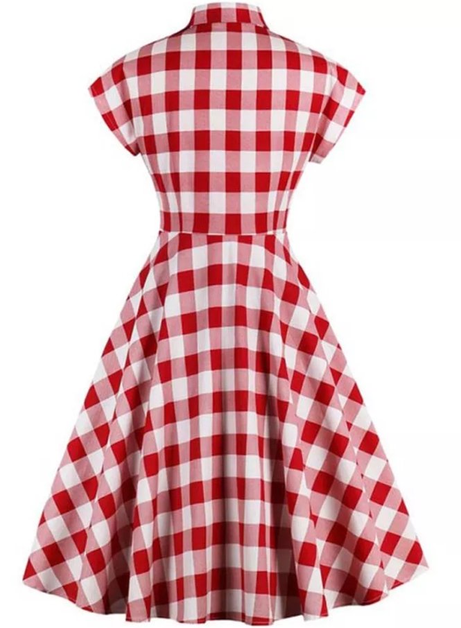 Vestido Pin Up Vintage A Cuadros Rojo
