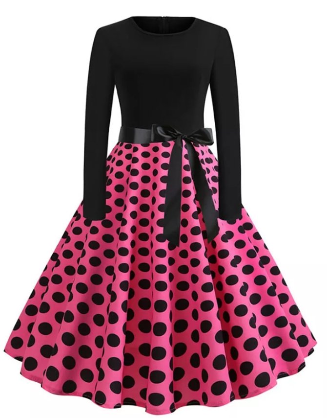 Vestido Vintage Pin Up Lunares Rosa