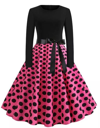 Vestido Vintage Pin Up Lunares Rosa
