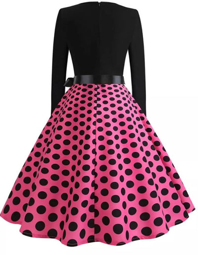 Vestido Vintage Pin Up Lunares Rosa