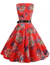 Vestido Pin Up Vintage Flores Rojas
