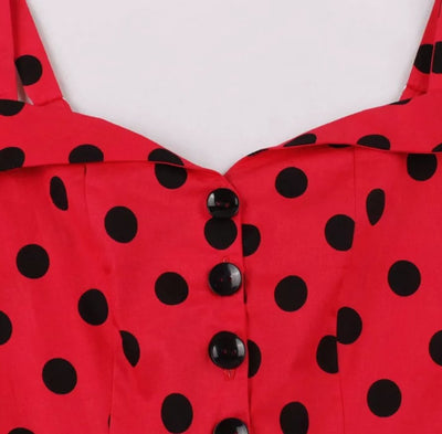 Vestido Pin Up Vintage De Lunares Rojos