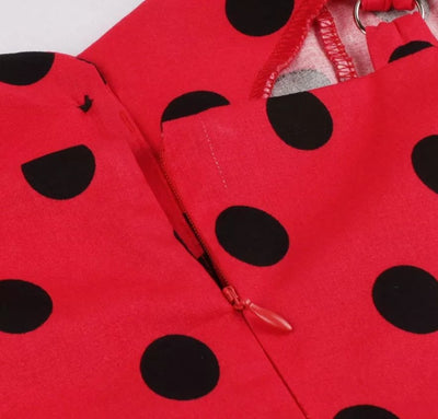 Vestido Pin Up Vintage De Lunares Rojos