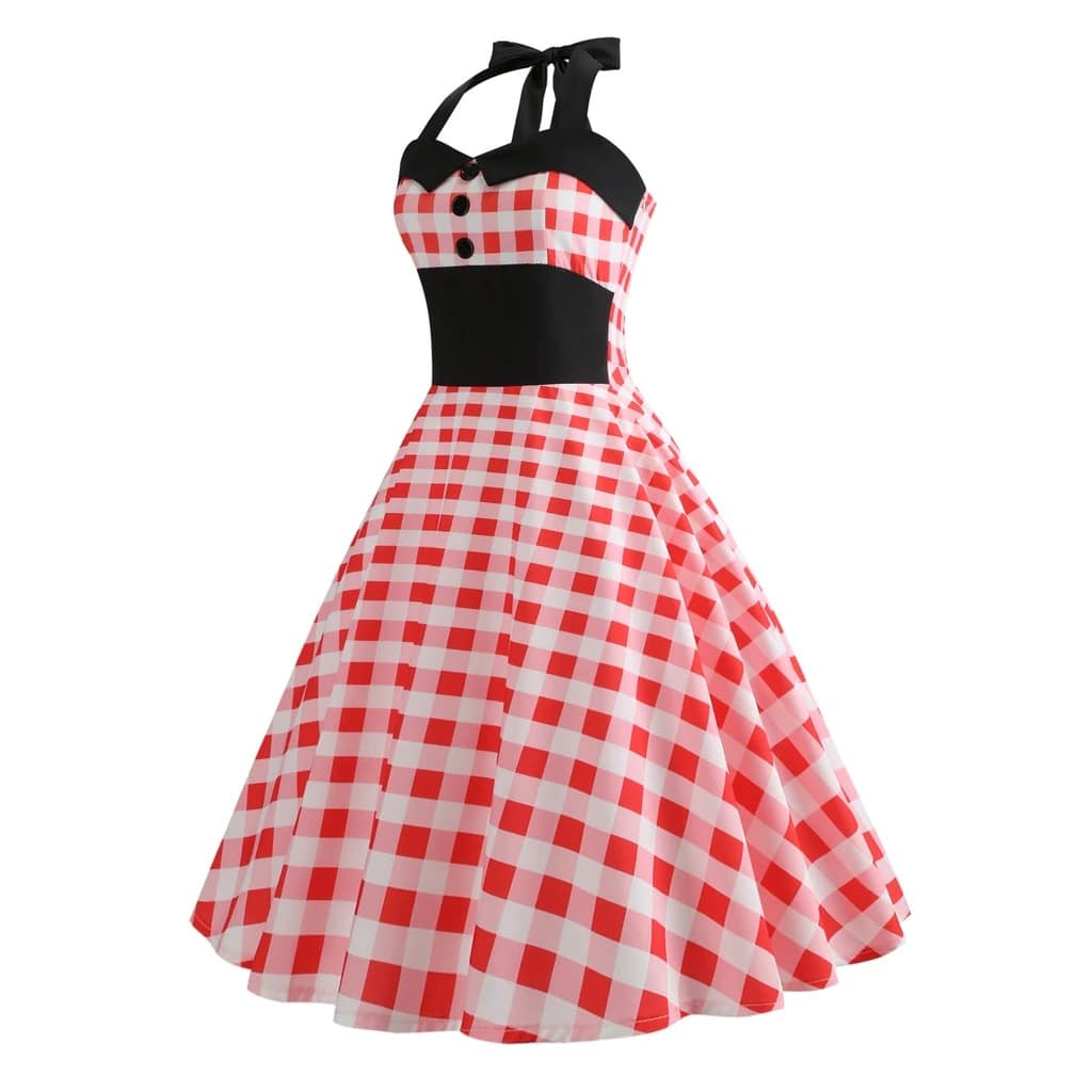 Vestido Vintage - Vichy Rojo Pin-Up