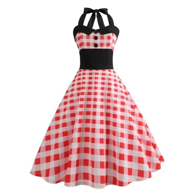 Vestido Vintage - Vichy Rojo Pin-Up